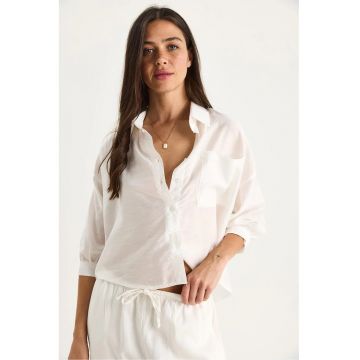 Camasa  LUCCI - inchidere cu nasturi - alb - modal si nylon