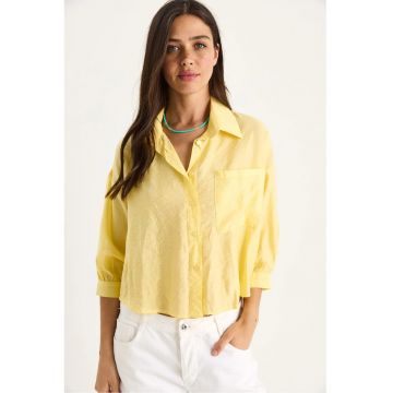 Camasa  LUCCI - inchidere cu nasturi - galben - modal si nylon