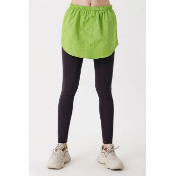 Camasa scurta dama  croiala relaxata - inchidere cu nasturi - verde - bumbac-poliester -