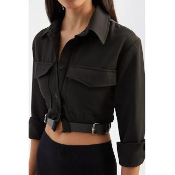 Camasa scurta dama -  textil - negru