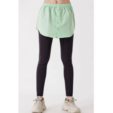 Camasa scurta  inchidere cu nasturi - verde - bumbac-poliester -