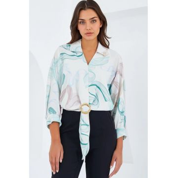 Camasa scurta pentru dama -  BDART - verde - poliester