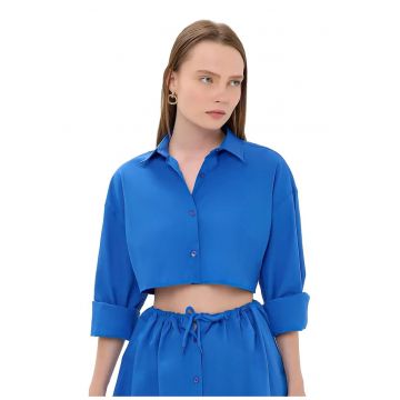 Camasa supradimensionata dama -  textil - albastru