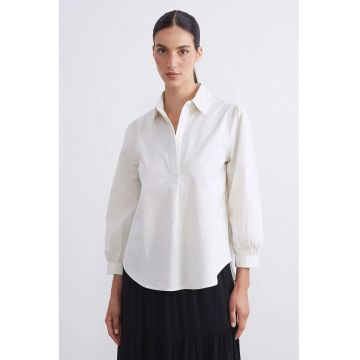 Bluza din amestec de in cu maneci 3/4 - Alb murdar