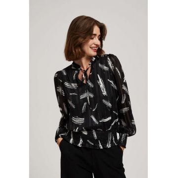 Cămașă neagră  guler legat - Negru