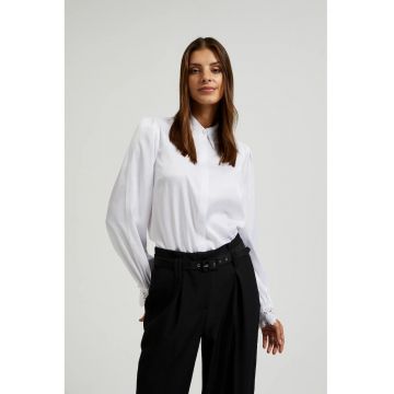 Camasa alba cu dantela la mansete si guler - Alb