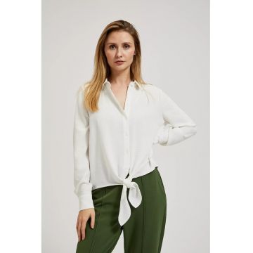 Camasa alba cu maneci lungi si legatura - Alb murdar