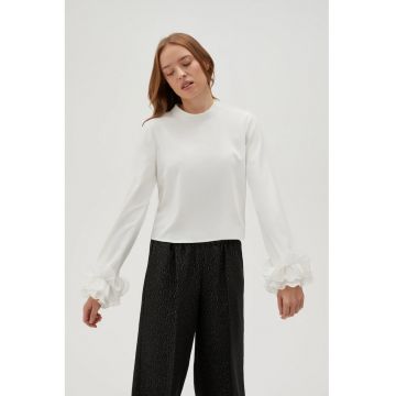 Camasa alba cu volane la maneci - Alb