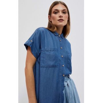 Camasa albastra cu maneca scurta -  lyocell - Albastru