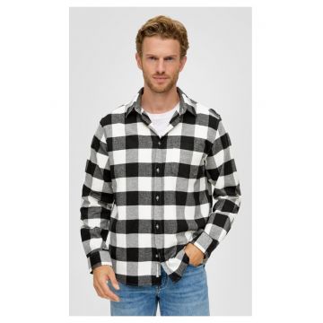 Camasa barbati din amestec de bumbac cu elastan - imprimeu in carouri si croiala Regular fit Camasa barbati din amestec de bumbac cu elastan - imprimeu in carouri si croiala Regular fit