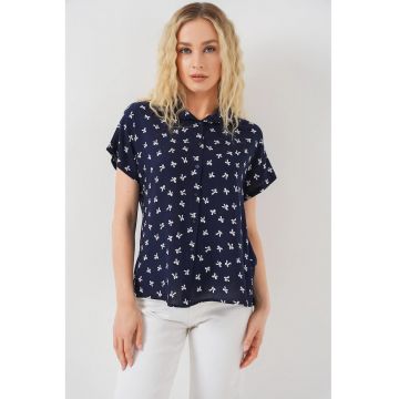 Camasa  BDART cu maneca scurta - albastru - material poplin