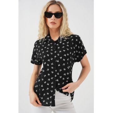 Camasa  BDART cu maneca scurta - negru - material poplin