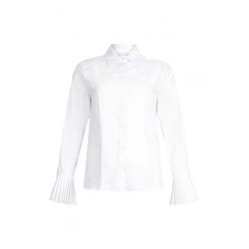 Camasa cambrata cu pliuri - Alb