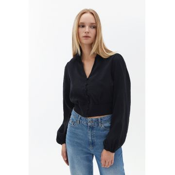 Camasa crop din amestec de modal