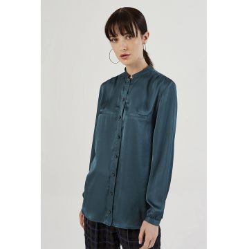 Camasa cu aspect de satin - Albastru petrol