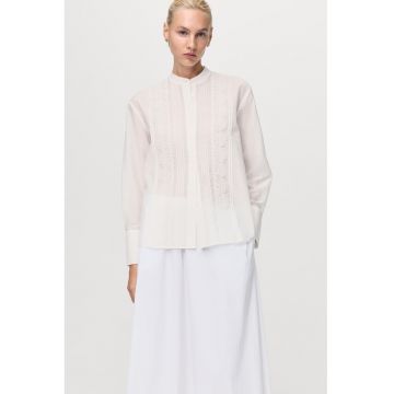 Camasa cu detalii din dantela - Alb fildes
