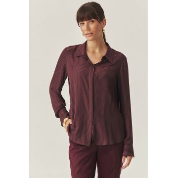 Camasa cu dungi si maneci lungi - Visiniu