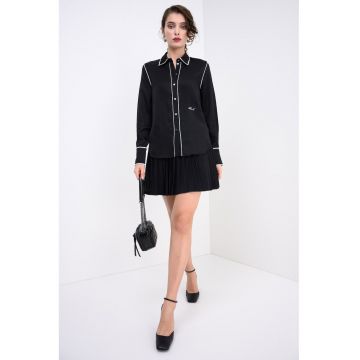 Camasa cu garnituri contrastante - Alb/Negru