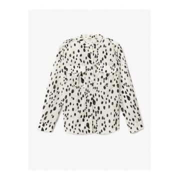 Camasa cu imprimeu si guler Mao - Ecru