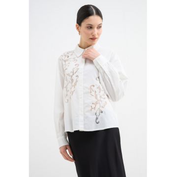 Camasa cu insertii de dantela - Alb