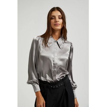 Camasa cu maneci bufante argintie - Gri grafit