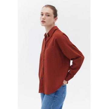 Camasa cu maneci cazute si buzunar pe piept