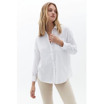 Camasa cu maneci cazute si buzunar pe piept