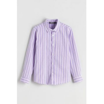 Camasa cu maneci lungi si dungi - Alb/Lila