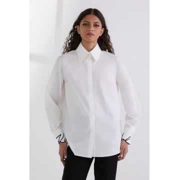 Camasa cu mansete brodate cu logo - Alb optic