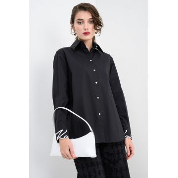 Camasa cu mansete brodate cu logo - Negru
