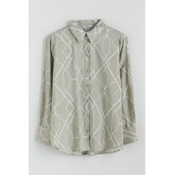 Camasa cu model - Alb/Maro taupe deschis