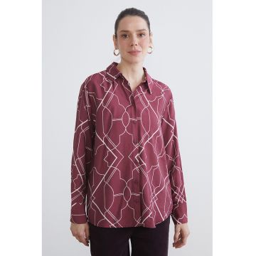 Camasa cu model - Alb optic/Rosu