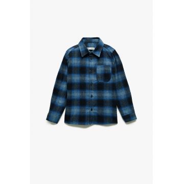 Camasa cu model in carouri si guler clasic - Negru/Albastru royal