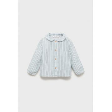 Camasa cu model in dungi si guler rotunjit - Alb/Albastru deschis