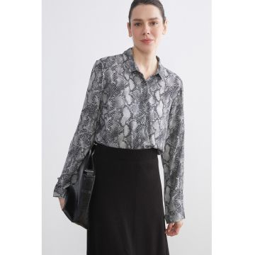 Camasa cu model si guler clasic - Negru/Gri