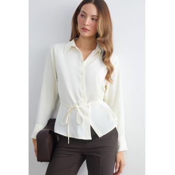 Camasa cu nasturi si cordon - Alb murdar