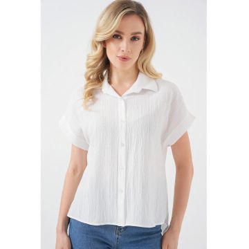 Camasa dama  BDART - alb - bumbac - cu maneci scurte