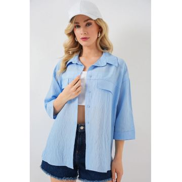 Camasa dama  BDART - crep albastru - Albastru