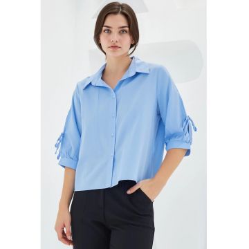 Camasa dama -  BDART - maneci bufante - albastru - bumbac
