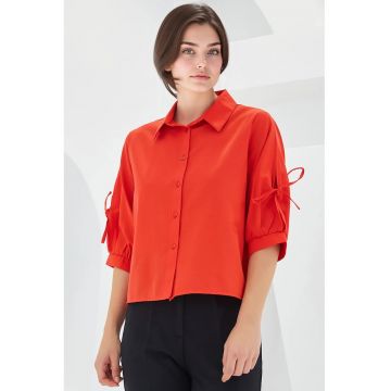 Camasa dama  BDART - maneci bufante - rosu - bumbac
