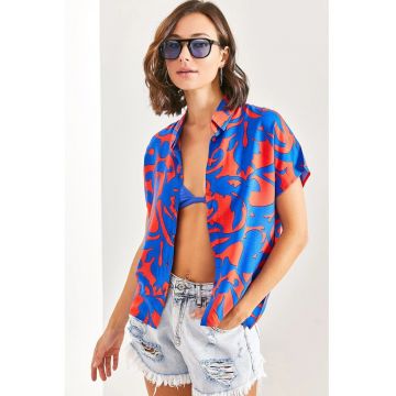 Camasa dama -  camasa cu nasturi si model floral - multicolor - textil