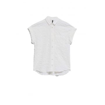 Camasa dama clasica cu maneca scurta -  Poliester/Poliamida - Alb - Alb