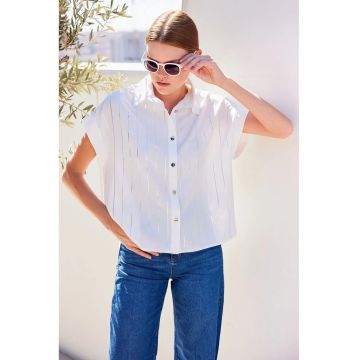 Camasa dama - HiCCUP - cu dungi - alb - poliester