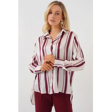 Camasa dama - HiCCUP - cu maneca lunga - rosie - satin