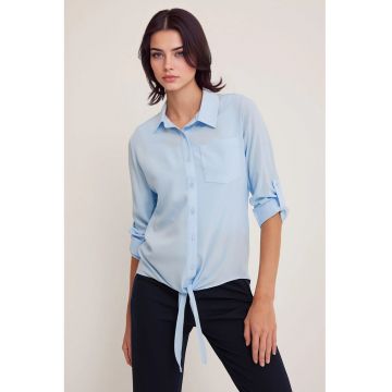 Camasa dama - HiCCUP - maneca lunga - cu nasturi - albastru - viscoza