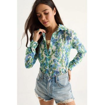 Camasa dama -  imprimeu floral - multicolor - bumbac