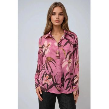 Camasa dama  maneca lunga - imprimeu floral - poliester - multicolor