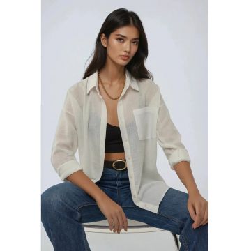 Camasa dama  poliester - regular fit - alb