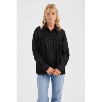 Camasa dama  textil - croiala lejera - negru