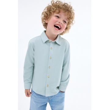 Camasa de bumbac cu guler ascutit - Albastru deschis